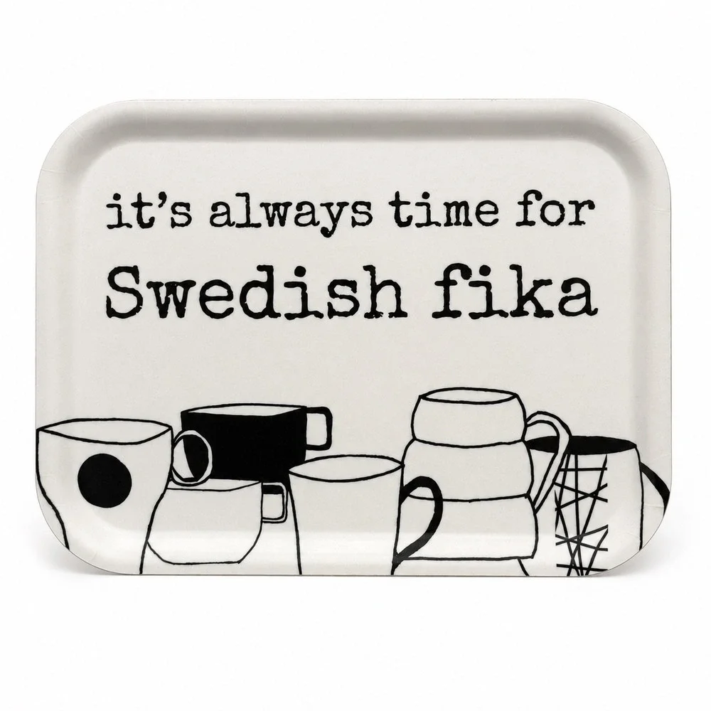 Erika Tubbin Swedish Fika Serving Tray Black White Birch Veneer Scandinavian